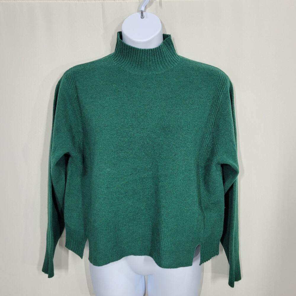 Whispers Emerald Green Wool Mock Neck Long Sleeve Sweater Size Medium